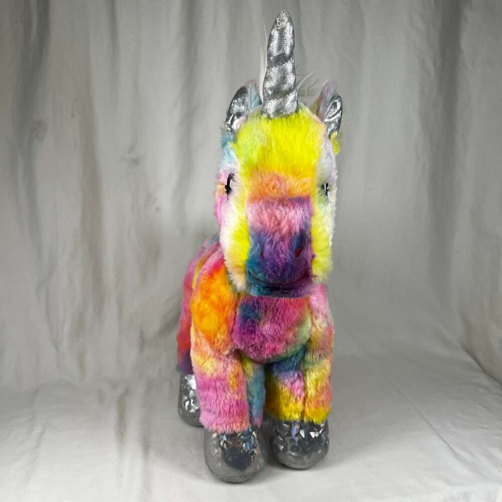 Build-A-Bear Unicorn Kids OS Rainbow Excellent Shimmer Horn Silver Hooves Plush